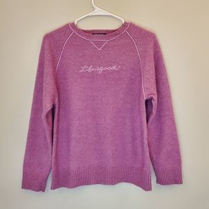 Life is Good Pink Lambswool Blend Crew Sweater